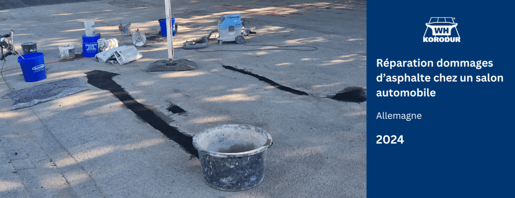 Réparation dommages d’asphalte chez un salon automobile